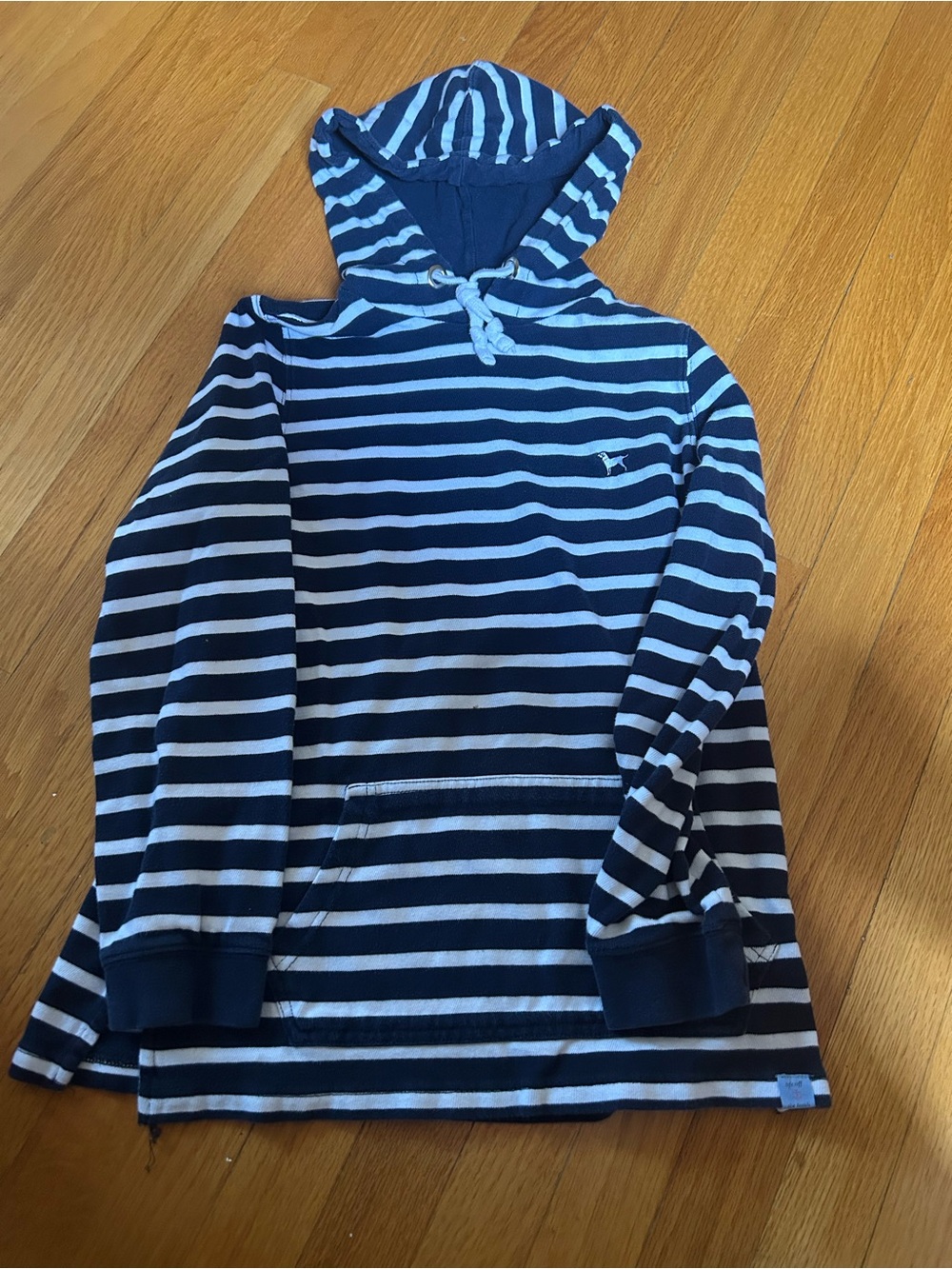 The Black Dog Navy & White Striped Kids Hooded Pullover